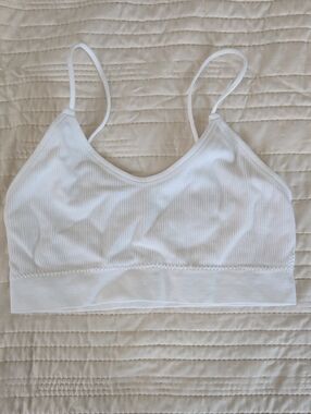 White Ribbed Seamless Bralette - Women Intimates